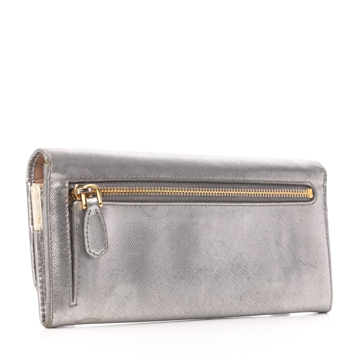 Metallic Saffiano Colour Continental Flap Wallet Cromo
