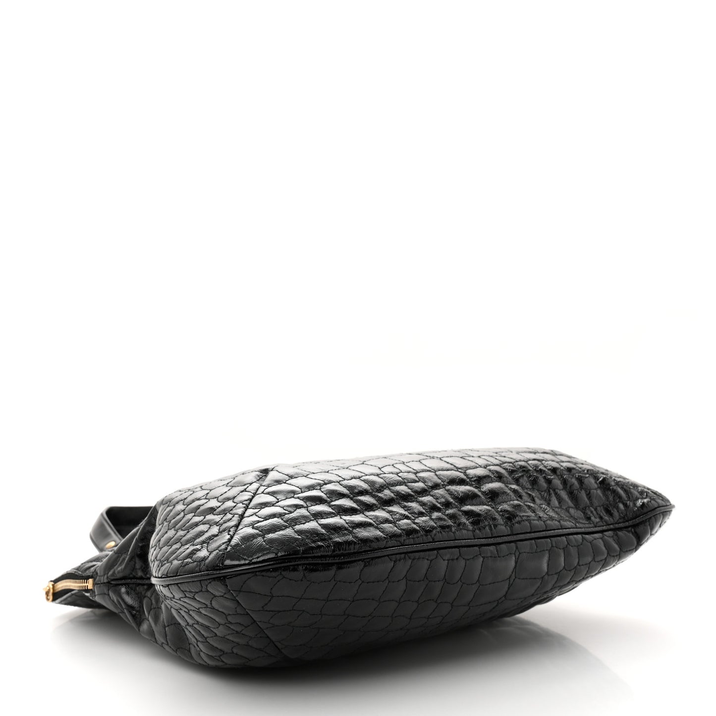 Patent Crocodile Embossed Tribute Tote Black