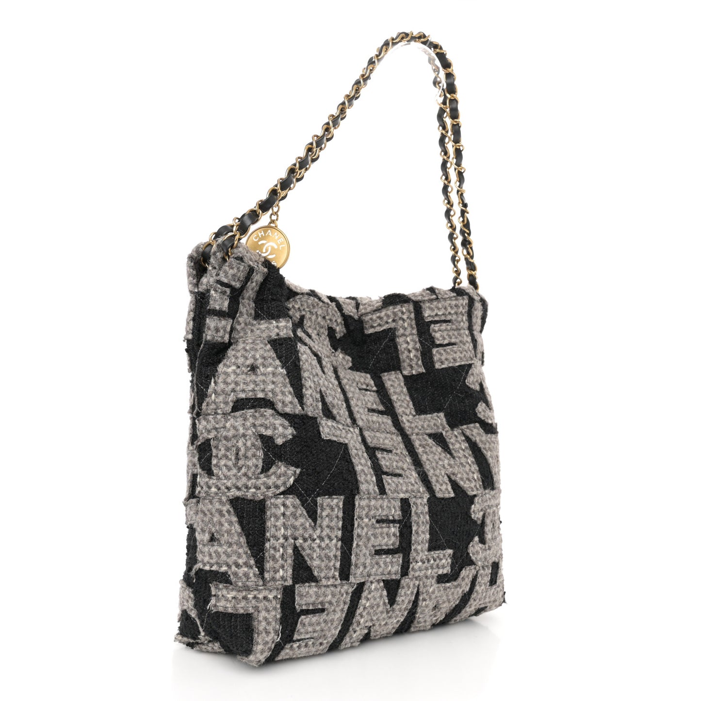 Wool Tweed Quilted Chanel 22 Grey Black