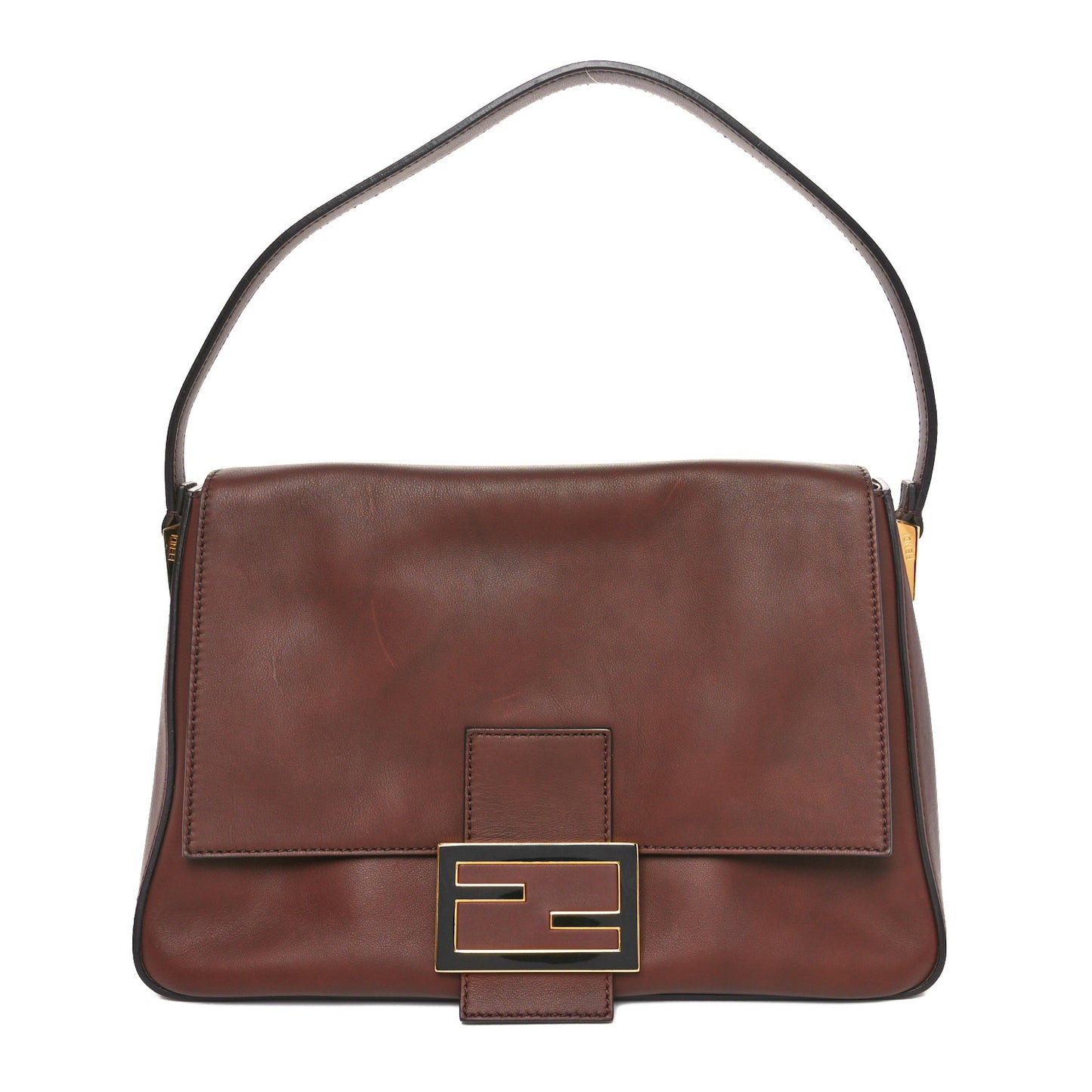Vitello Flamingo Enamel Big Forever Mama Baguette Brown