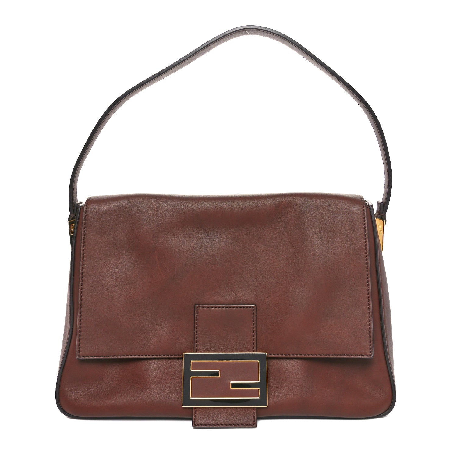 Fendi Vitello Flamingo Enamel Big Forever Mama Baguette Brown 1 of 11
