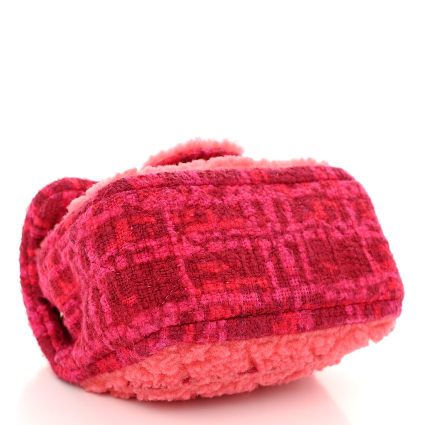 Shearling Tweed Quilted Mini Square Flap Bag Pink