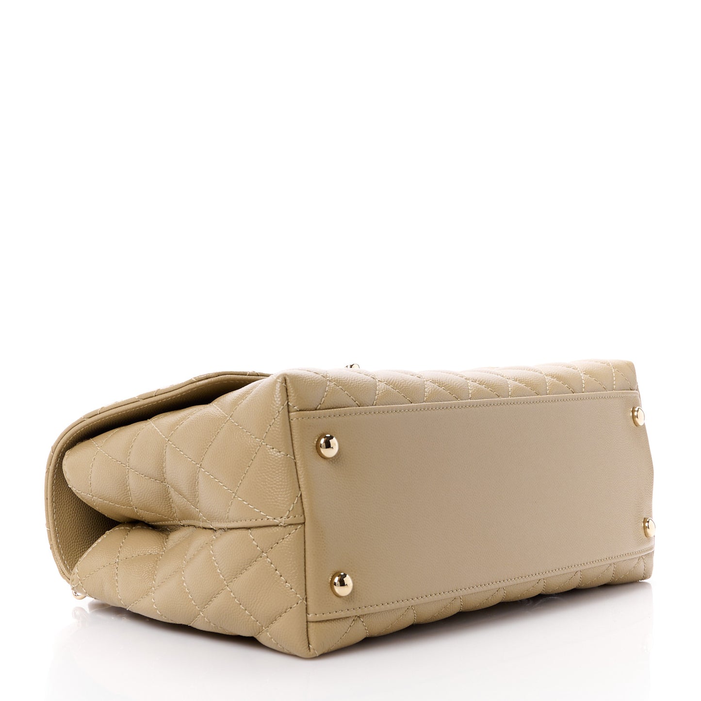 Caviar Lizard Embossed Quilted Small Coco Handle Flap Dark Beige