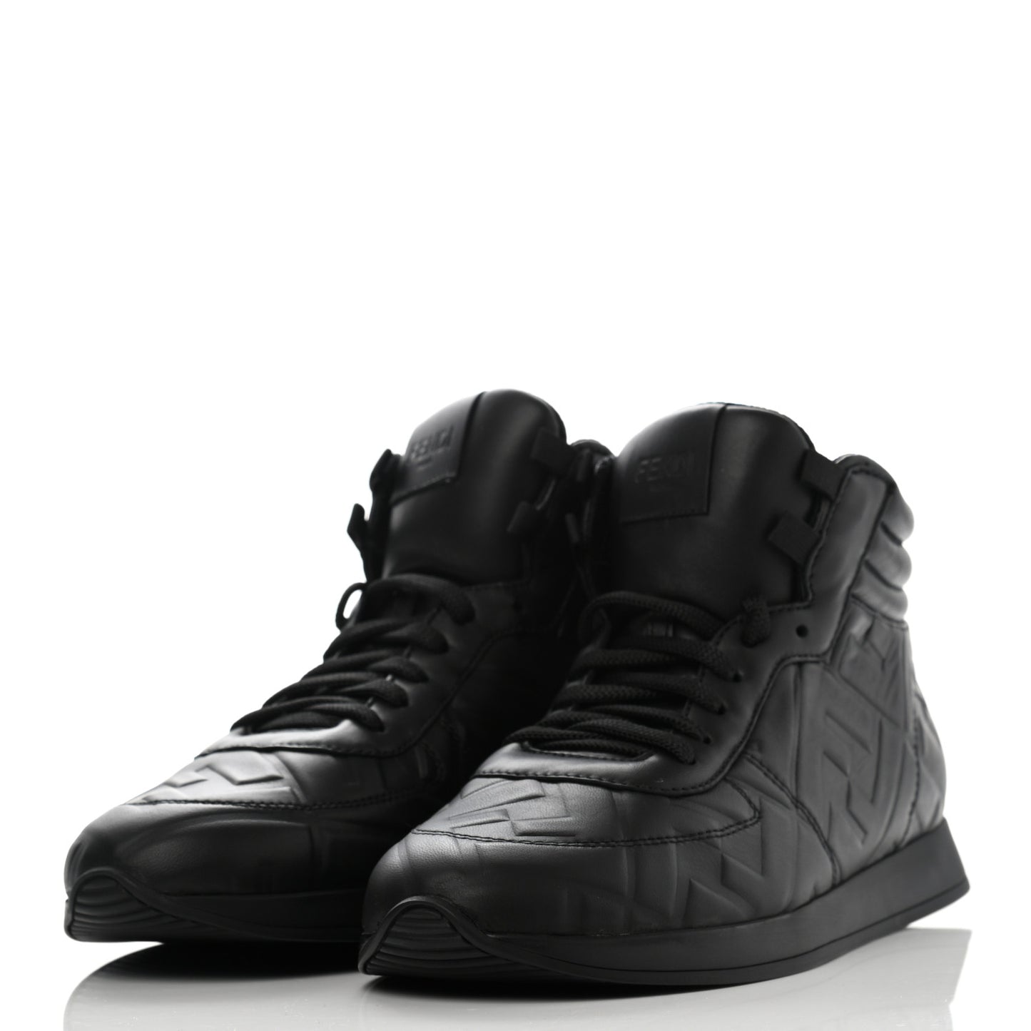 Nappa Macro FF Embossed High Top Sneakers 37 Black