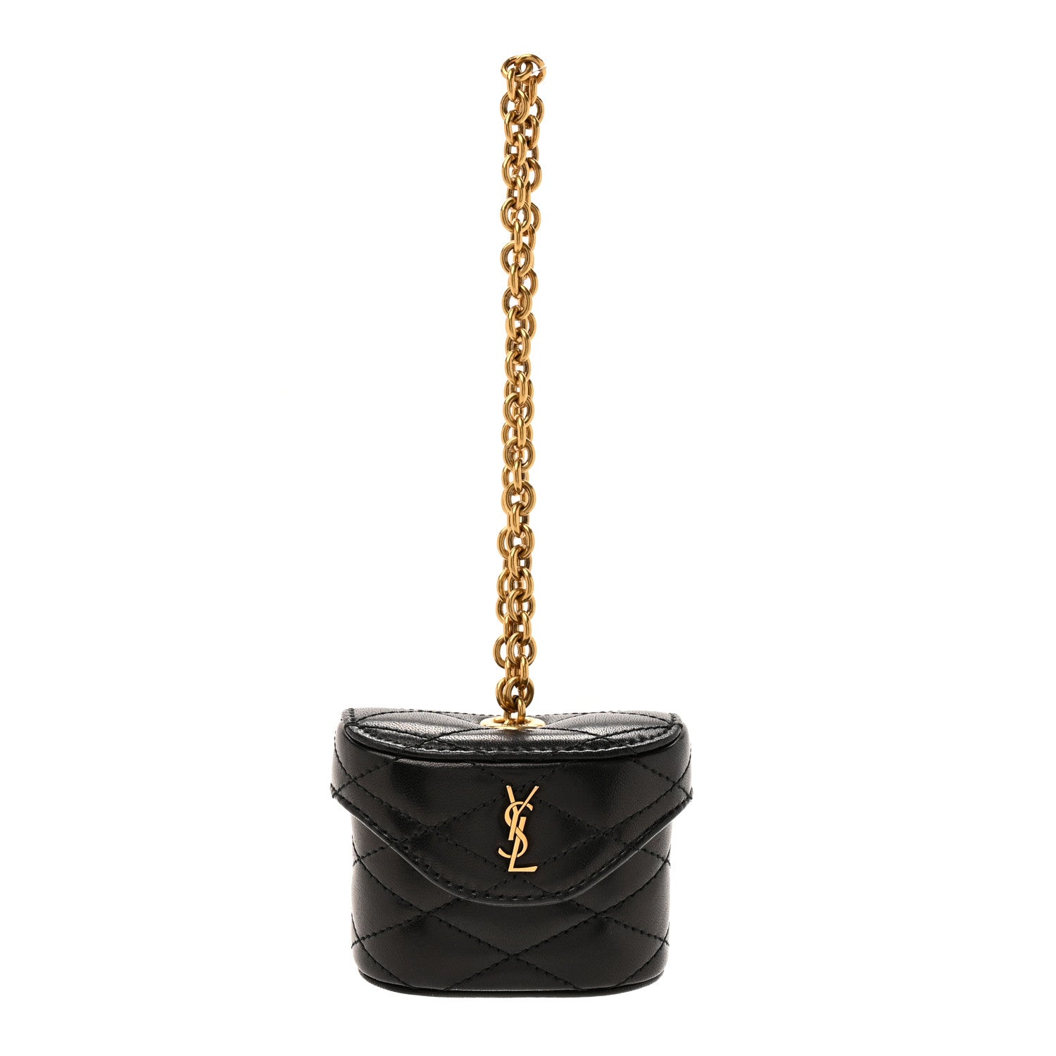 Saint Laurent Lambskin Matelasse Monogram June Box Bag Charm Black