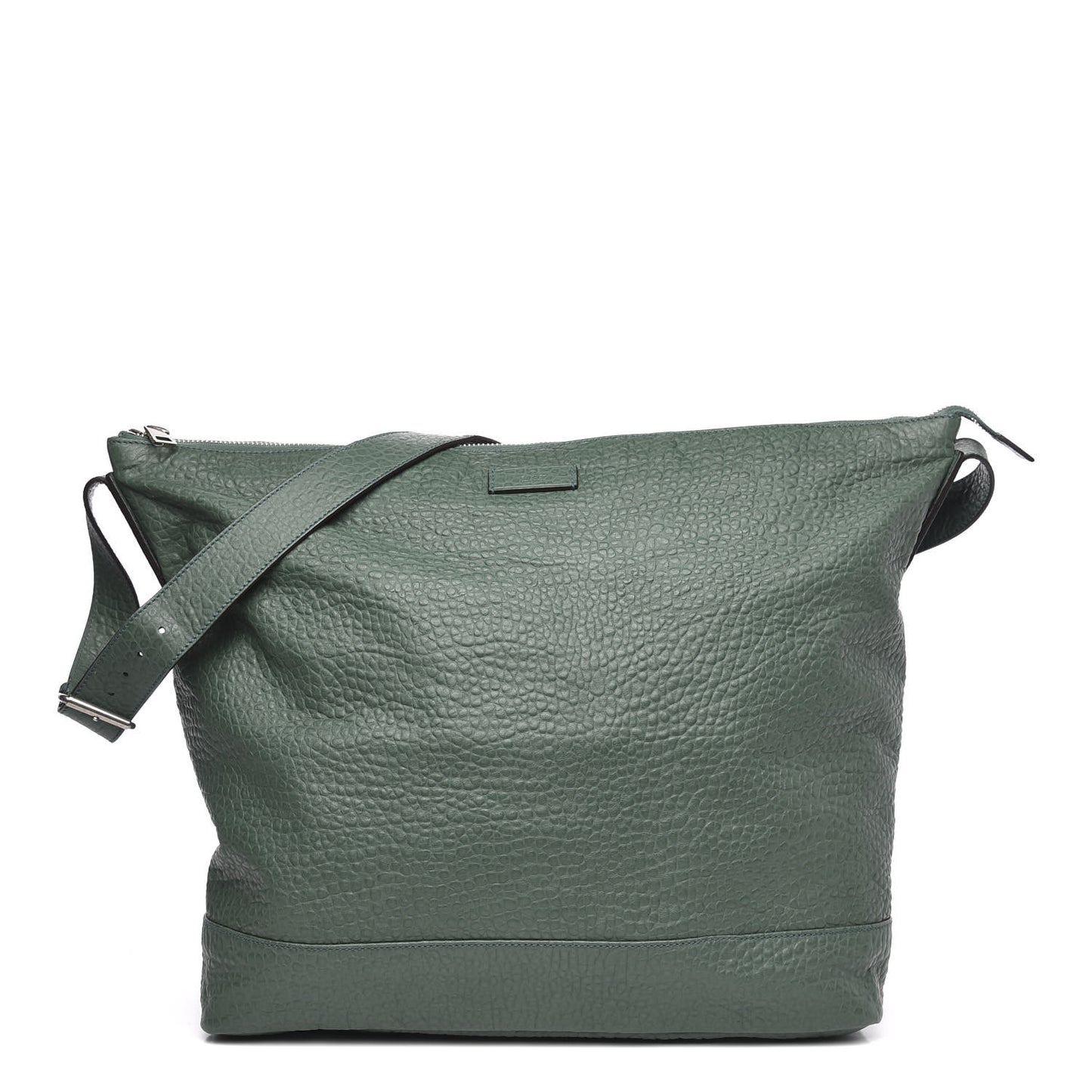 Pebbled Calfskin Large Mens Messenger Green