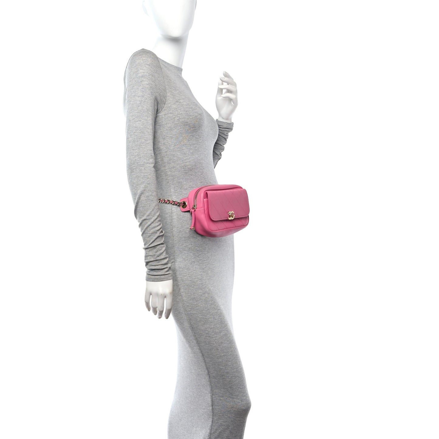 Goatksin Quilted Casual Trip Waist Bag Pink