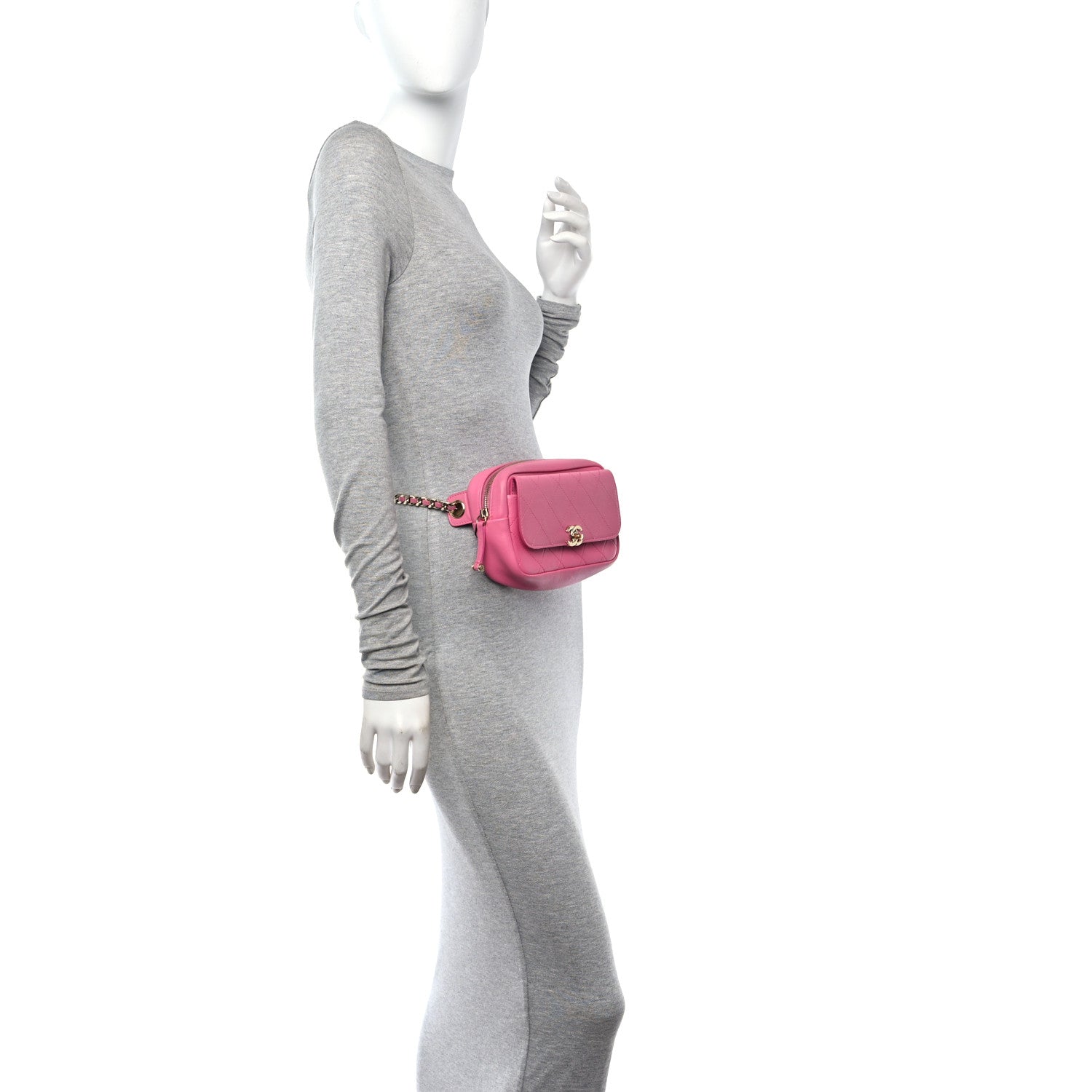 Chanel Goatksin Quilted Casual Trip Waist Bag Pink 2 of 17