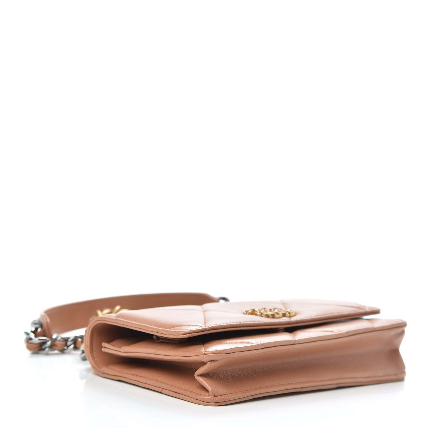 Chanel Lambskin Quilted Chanel 19 Wallet On Chain WOC Brown 4 of 14