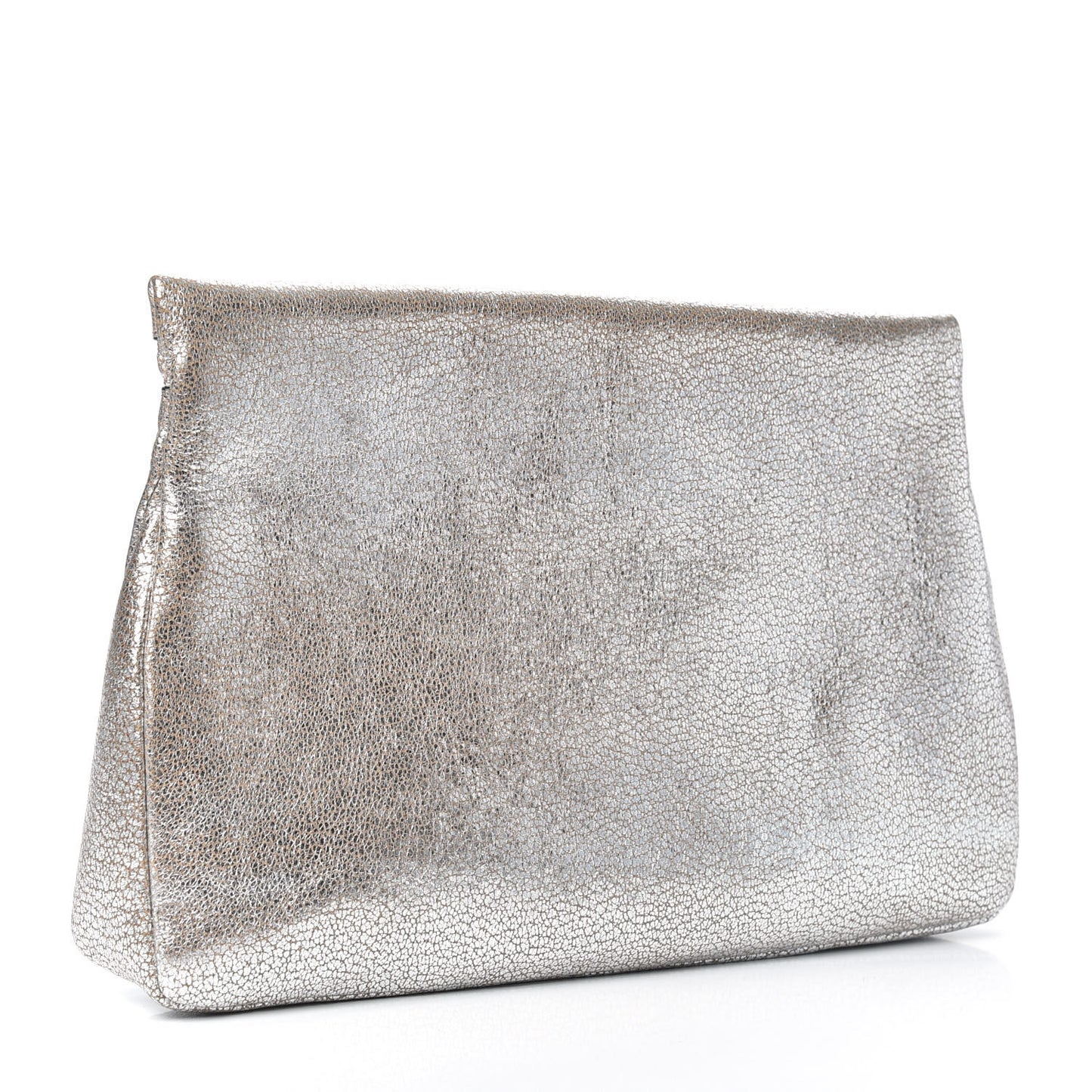 Shimmer Calfskin Zena Clutch Silver