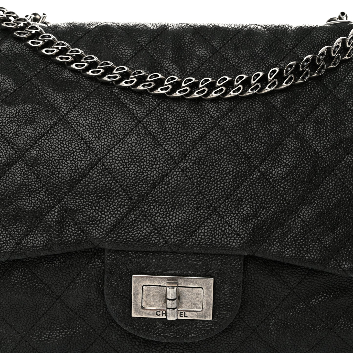 Washed Caviar Quilted 2.55 Reissue 227 Bijoux Chain Flap Black