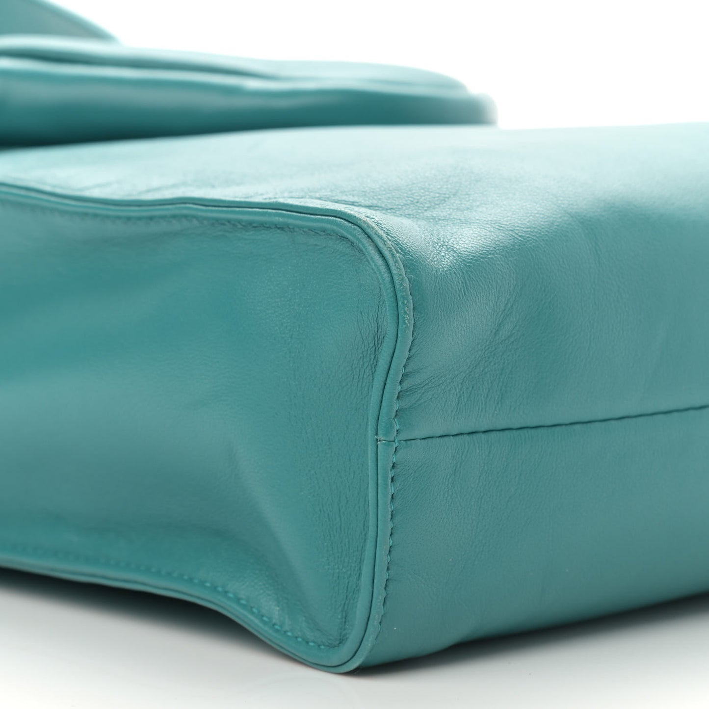 Nappa Triangle Pocket Small Tote Bag Teal