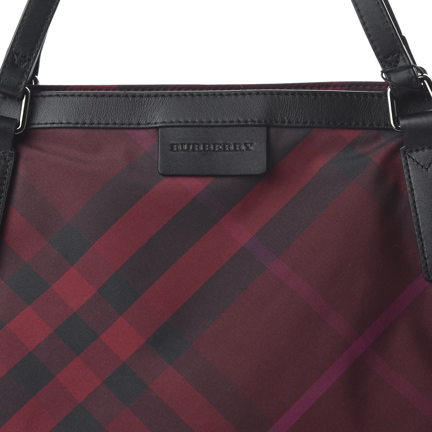 Nylon Check Small Buckleigh Packable Tote Bright Burgundy
