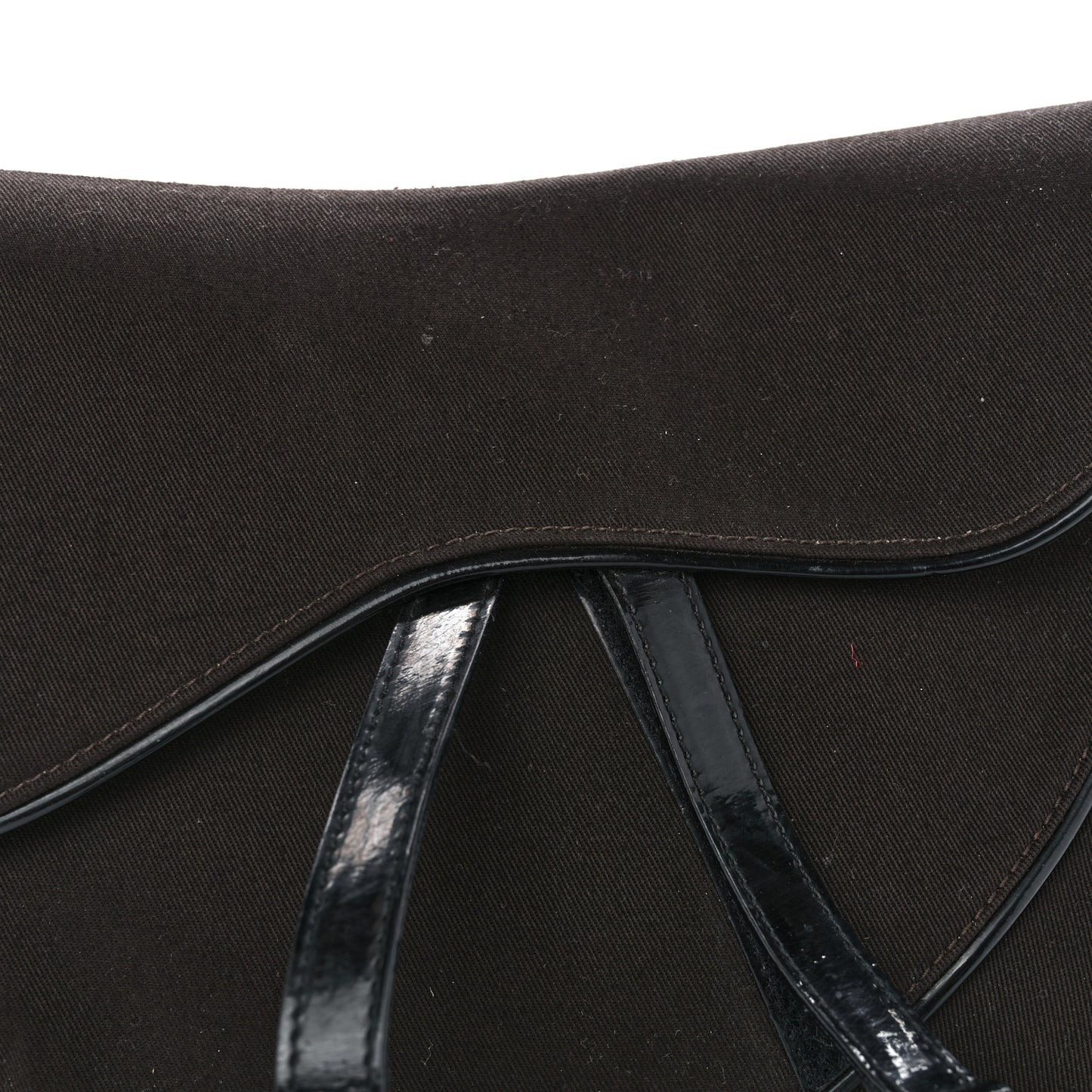 Canvas Patent Double Saddle Bag Brown Black