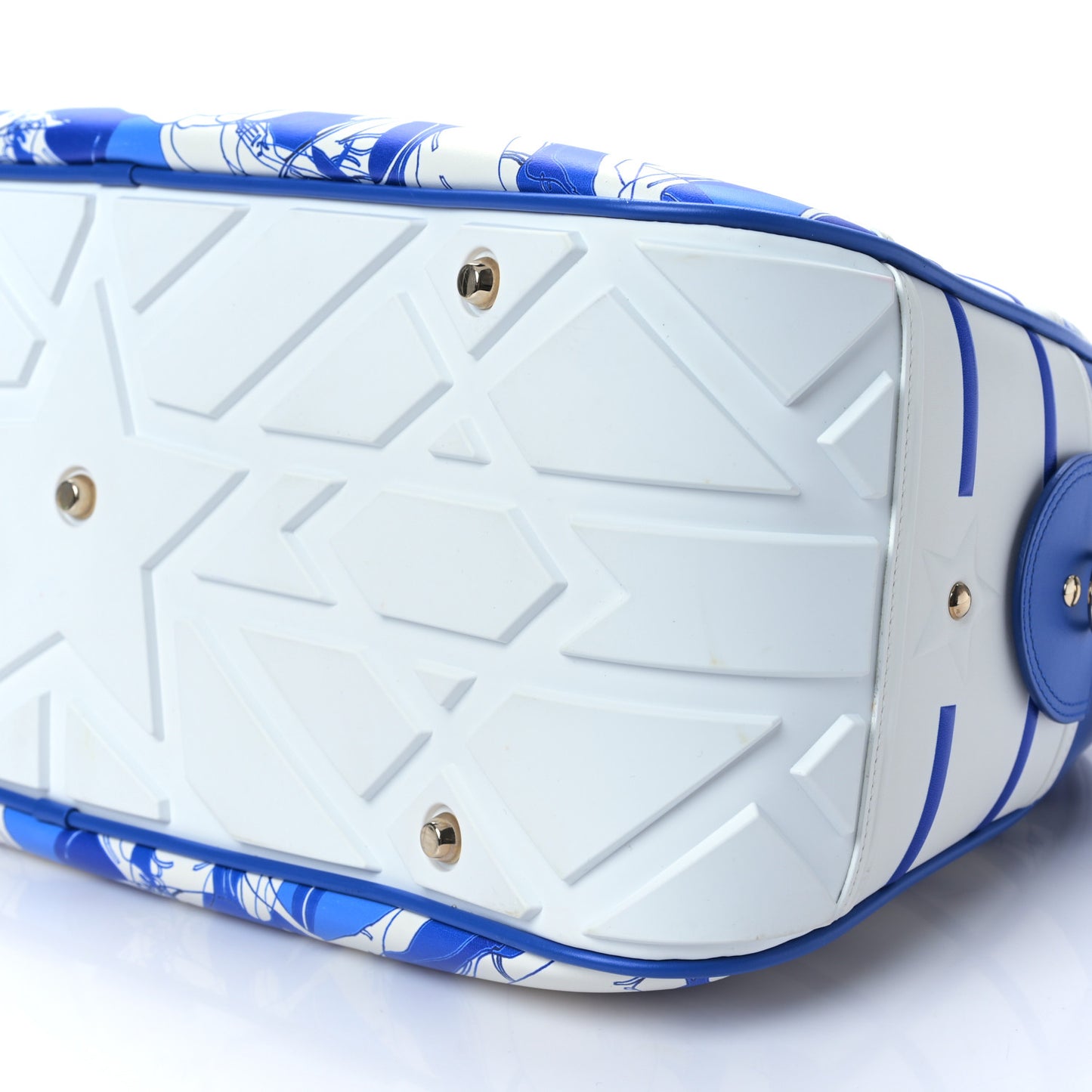 Calfskin Large Dior Vibe Zip Bowling Bag White Blue