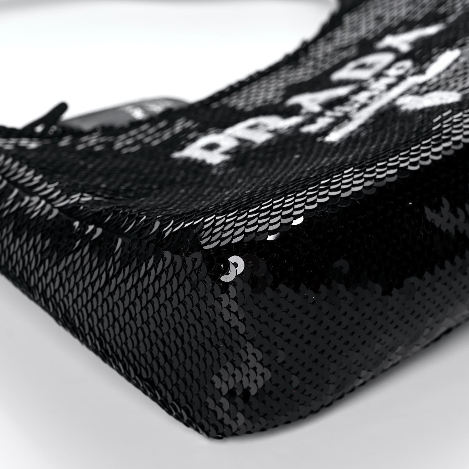 Prada Paillettes Sequin Mini Re-Edition 2000 Bag Black White 11 of 13