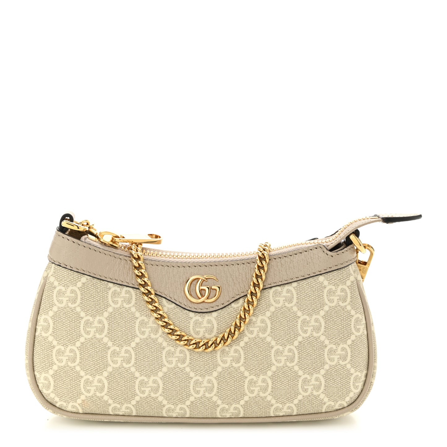 GG Supreme Monogram Textured Dollar Calfskin Web Mini Ophidia GG Handbag Beige Mystic White Oatmeal