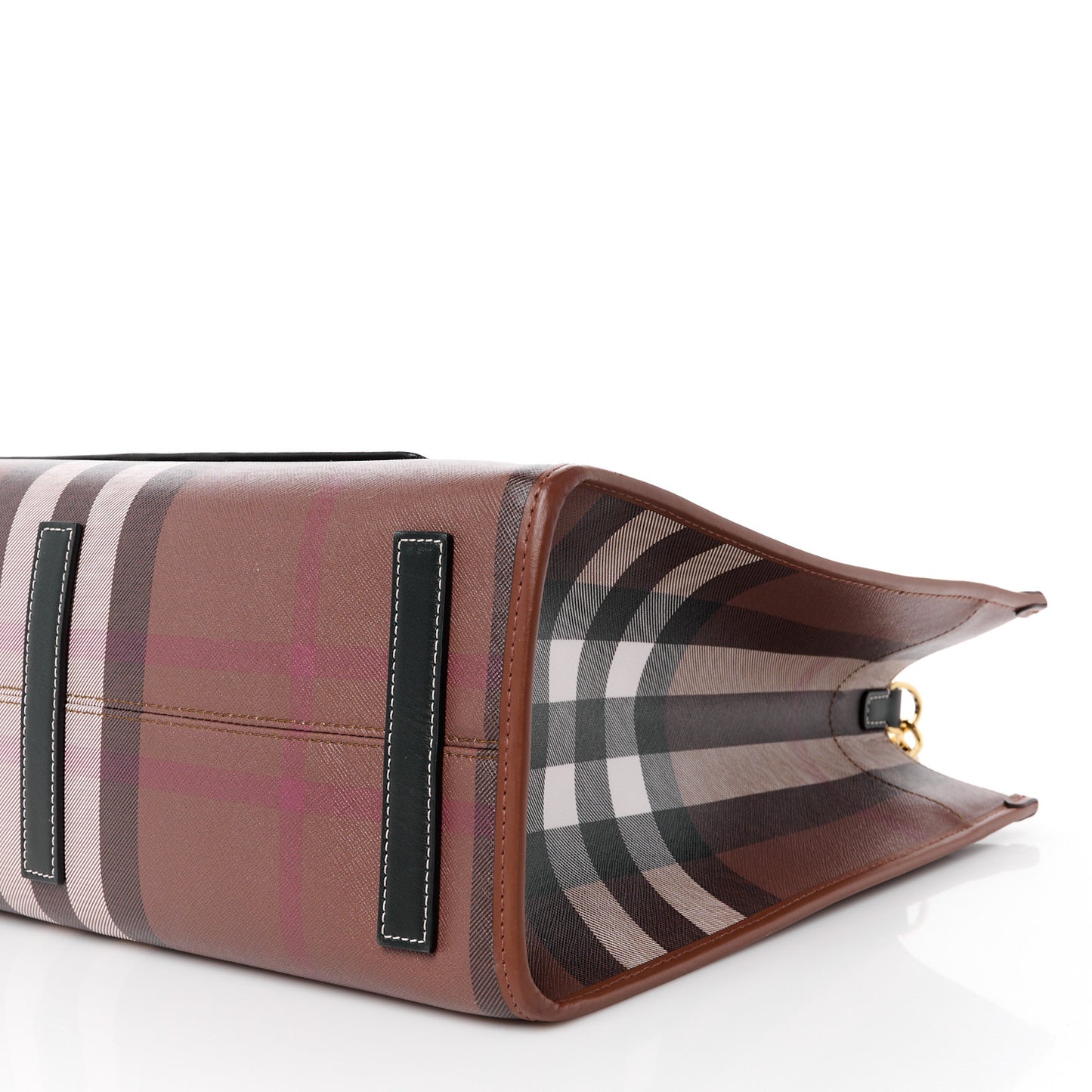 E-Canvas Check Calfskin Medium Freya Tote Dark Birch Brown