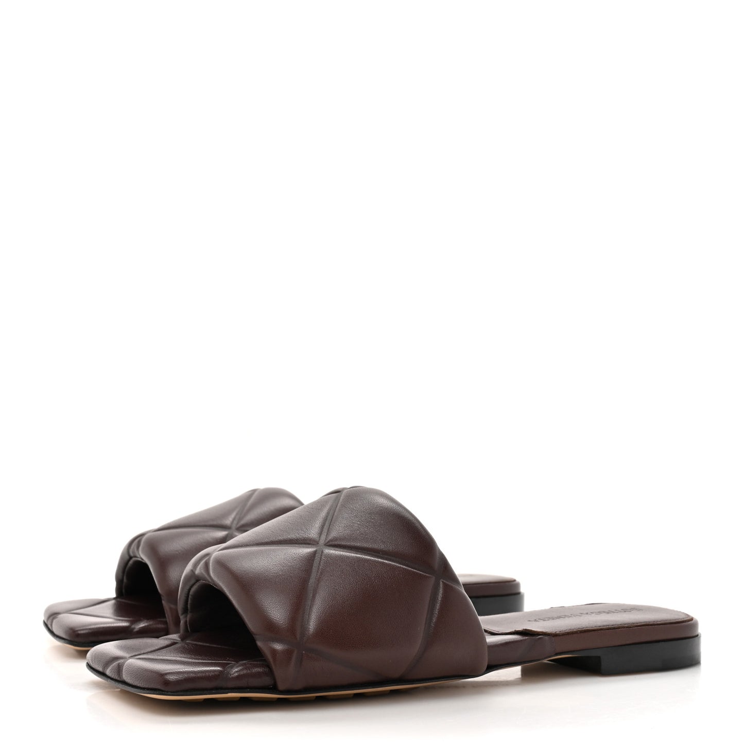 Nappa Quilted Rubber Lido Flat Sandals 36 Bitter Chocolate