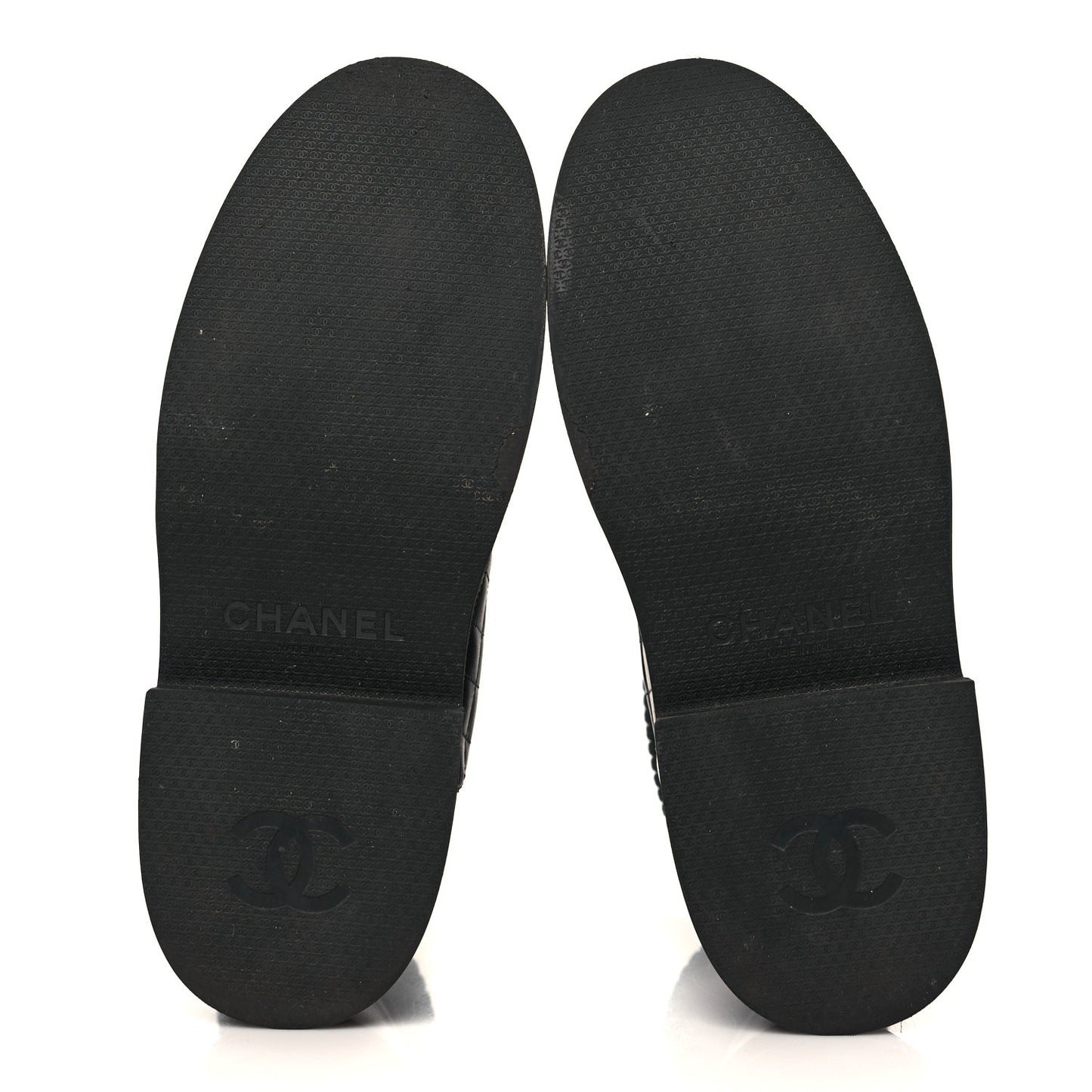 Calfskin Patent Knit Quilted CC Cap Toe Boots 38 Black