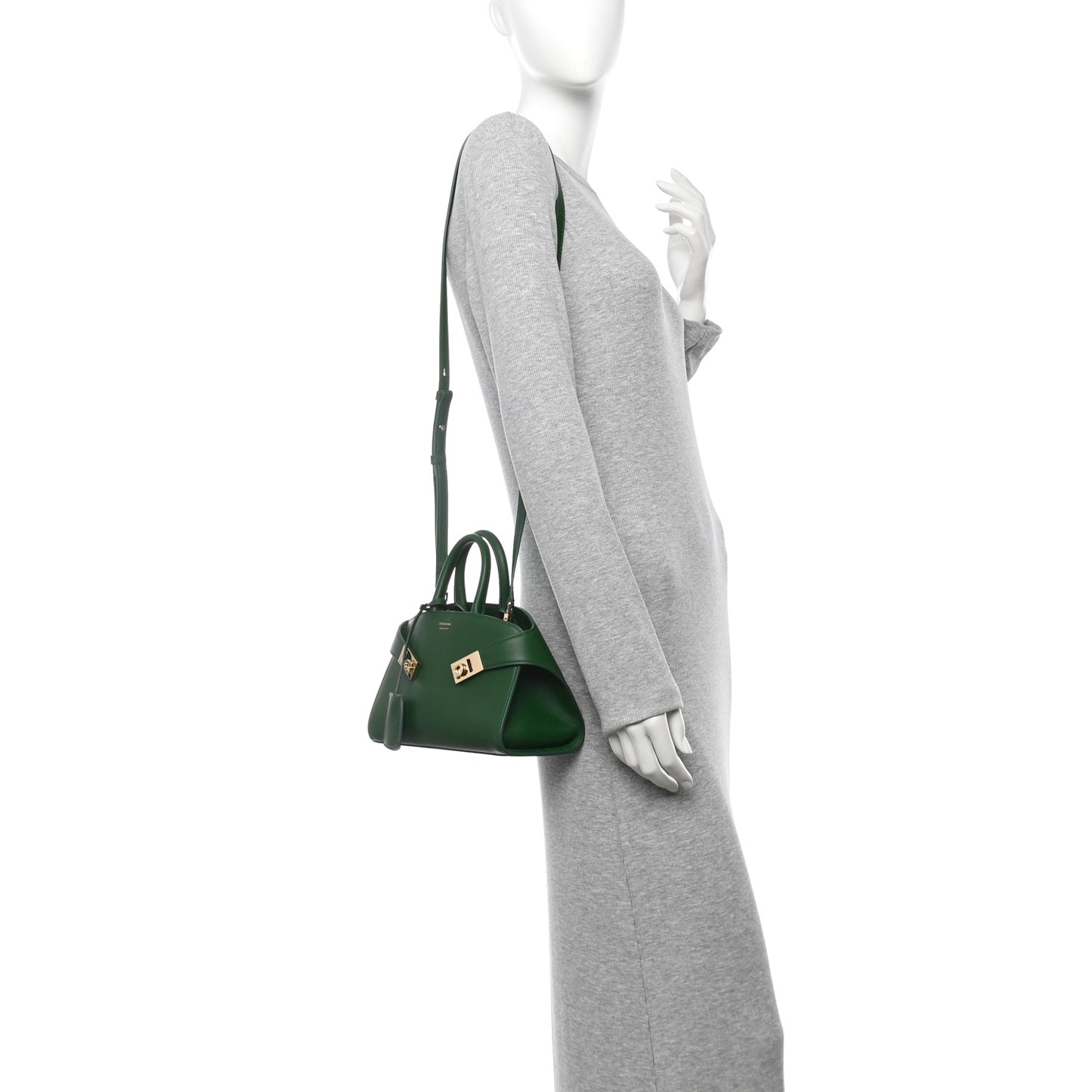 Calfskin Mini Hug Bag Forest Green