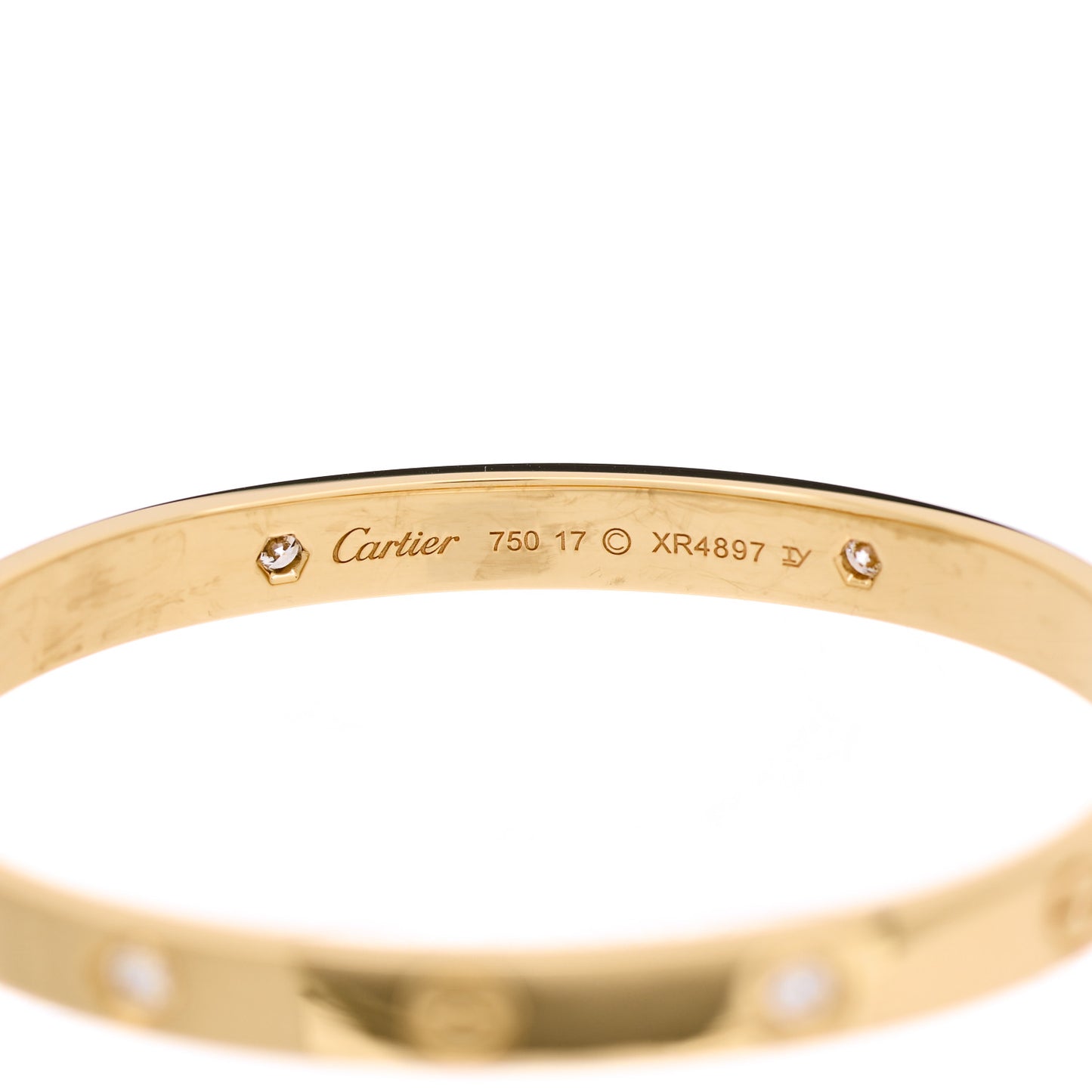 18K Yellow Gold 4 Diamond LOVE Bracelet 17