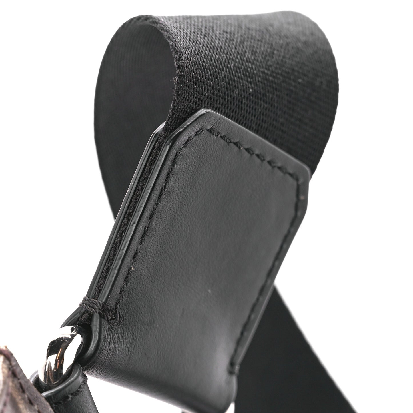 Glazed Fabric Vitello Century FF 1974 Stamp Patch Messenger Bag Mogano Panna Black