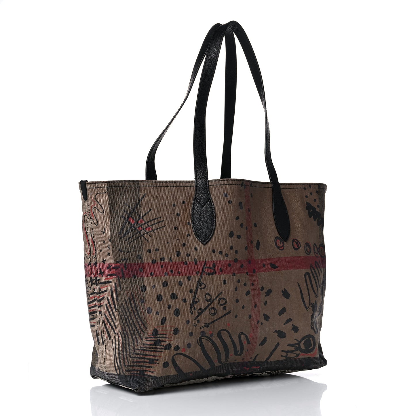 Coated Canvas Medium Reversible Doodle Tote Black