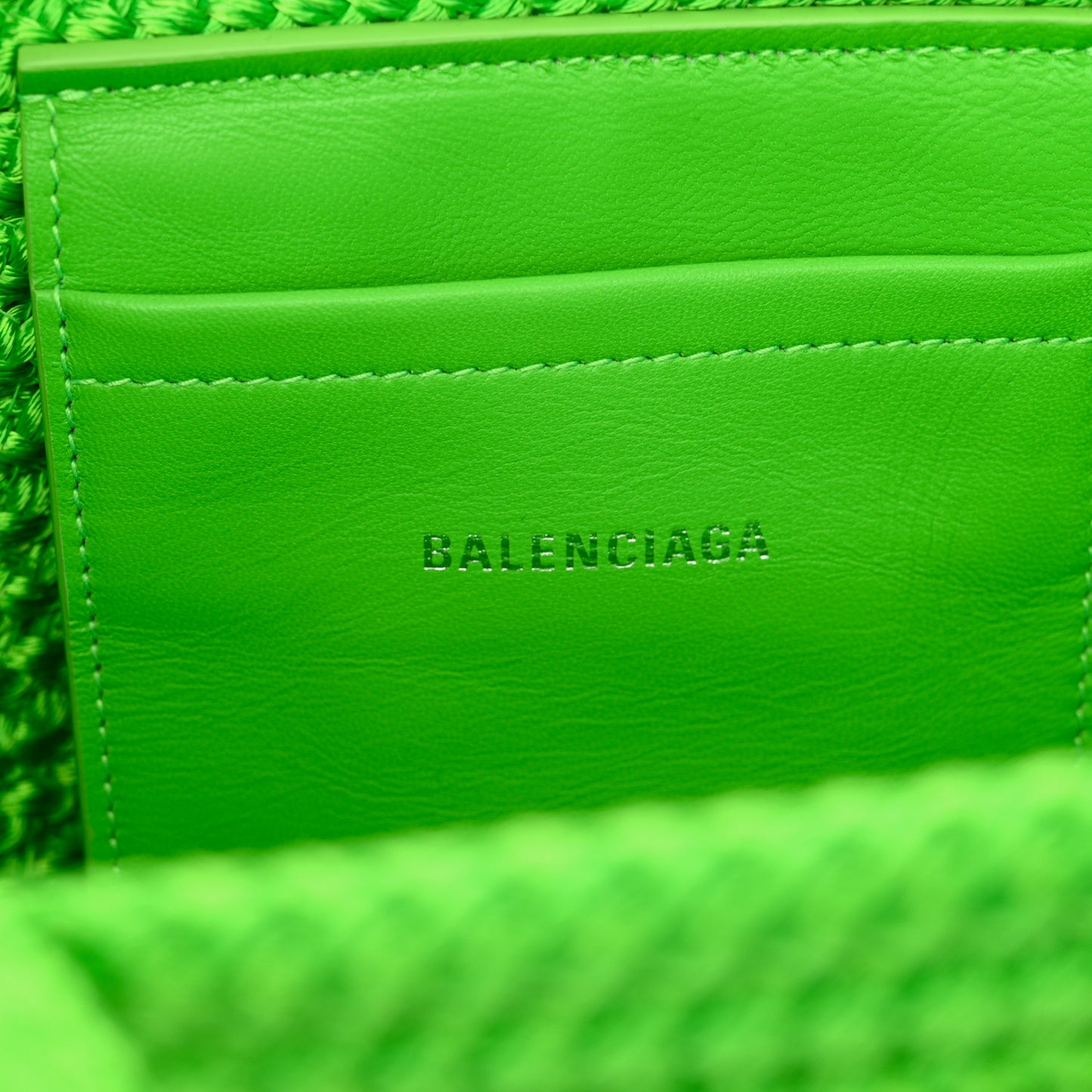Nylon Lambskin Woven Small Ibiza Basket With Strap Green