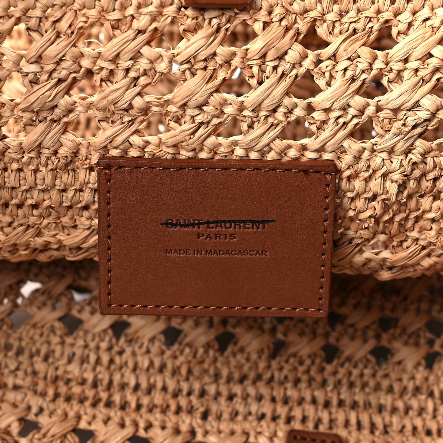 Raffia Calfskin Medium Panier Tote Naturel