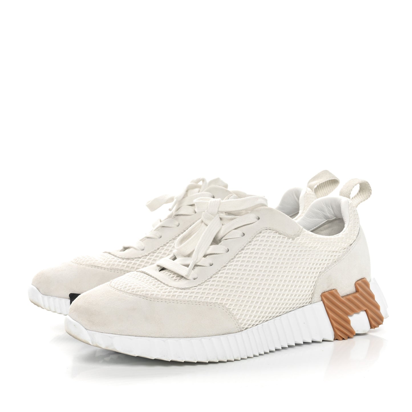 Graphic Mesh Suede Goatskin Bouncing Sneakers 39 White