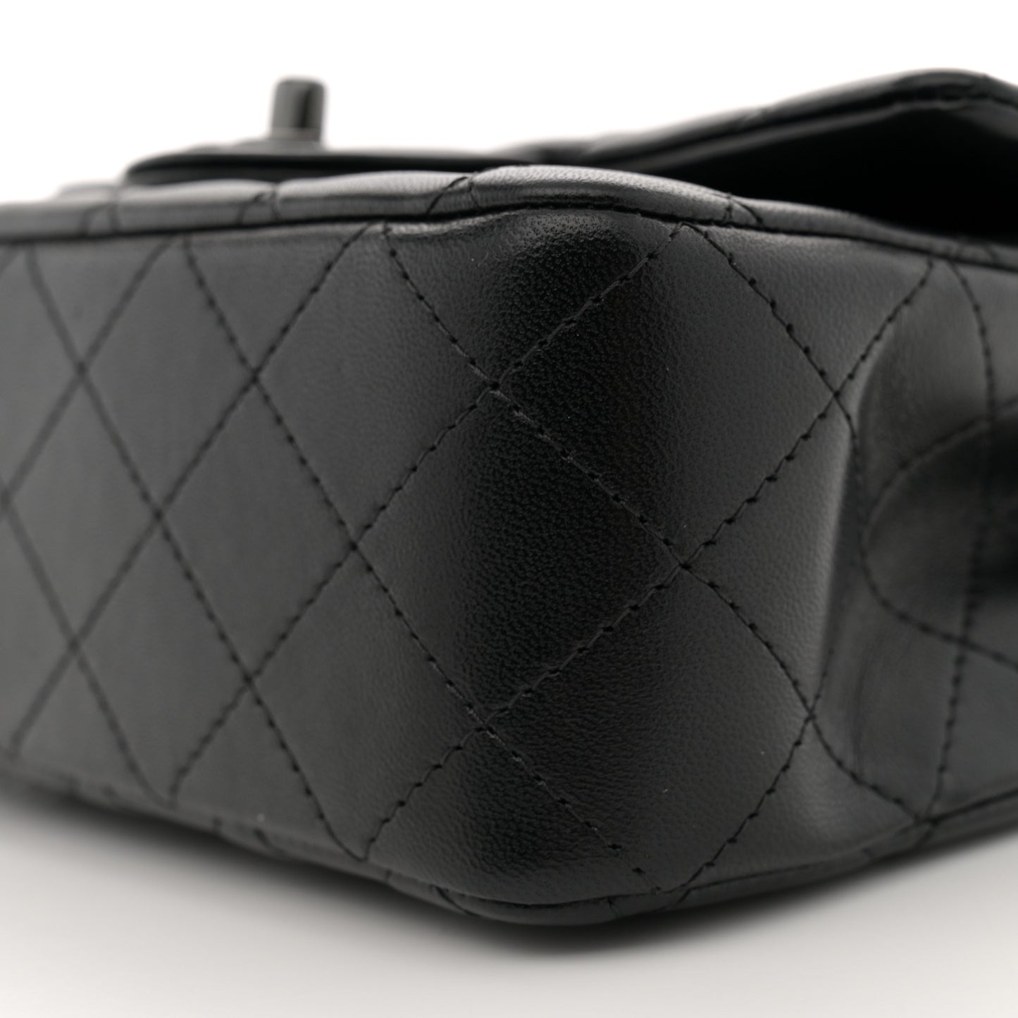 Lambskin Quilted Mini Top Handle Rectangular Flap So Black