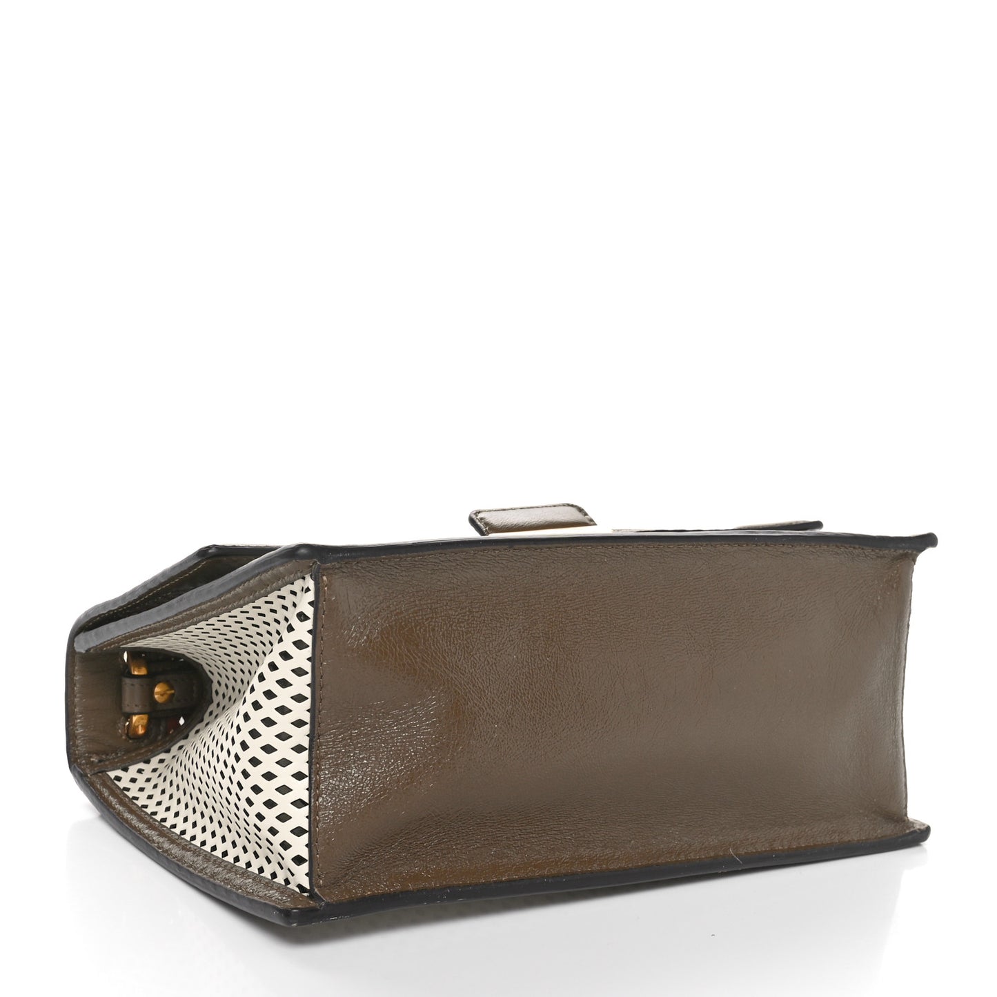 Vitello Liberty Glossy Lambskin F is Fendi Perforated Kan U Shoulder Bag White Ice Rust Maya