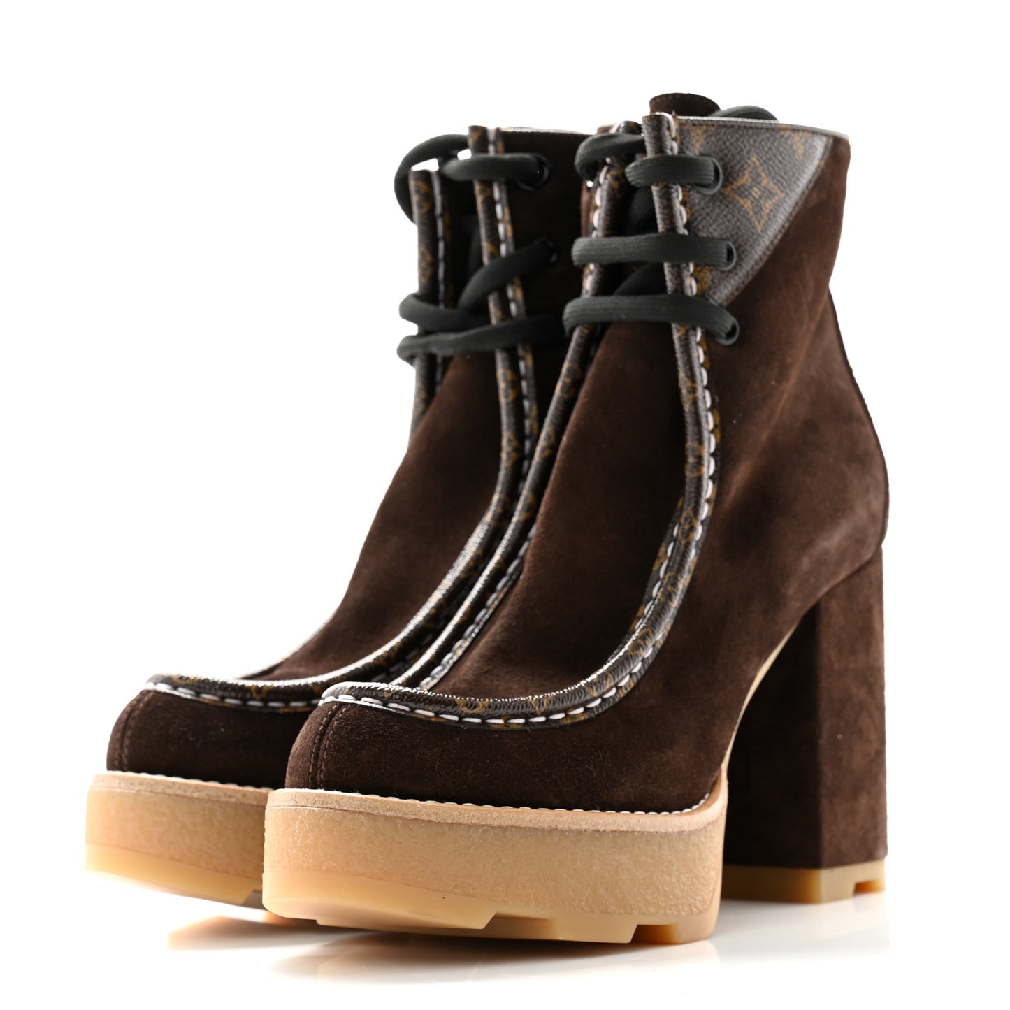 Suede Monogram Beaubourg Ankle Boots 38.5 Marron