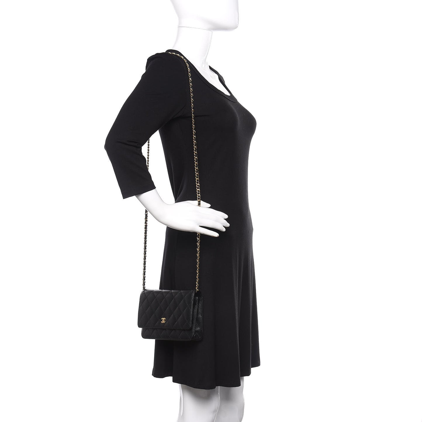 Caviar Quilted Wallet On Chain WOC Black