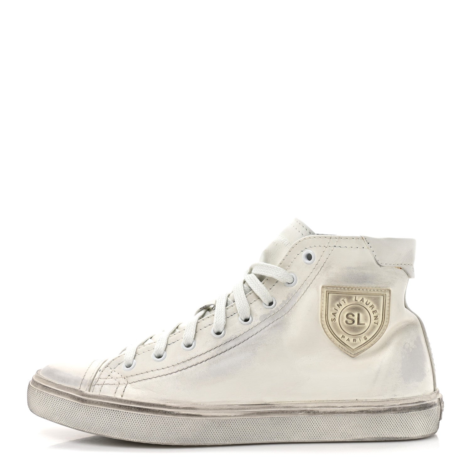 Saint Laurent　High Top Bedford Sneaker Saint Laurent Distressed Calfskin Bedford Logo-Appliqued Hightop