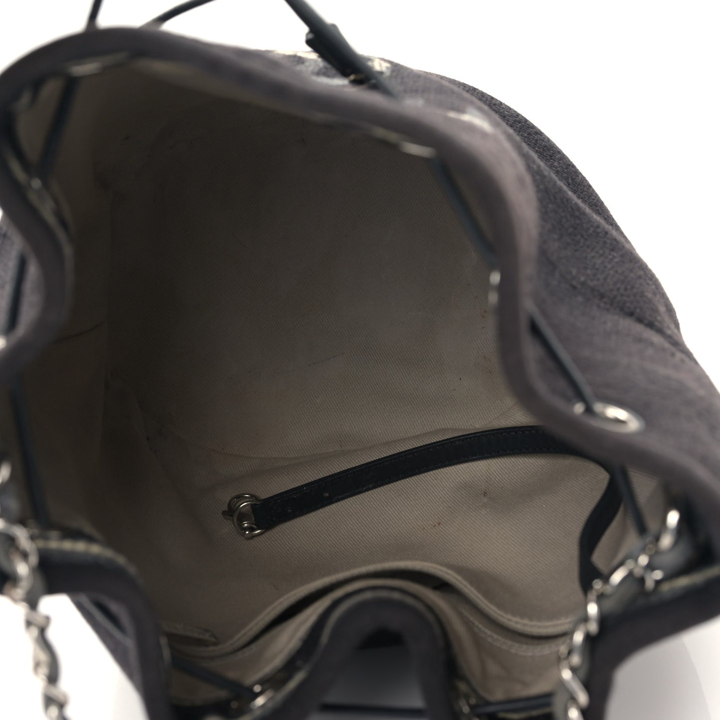 Striped Canvas Deauville Drawstring Bag Gray Black