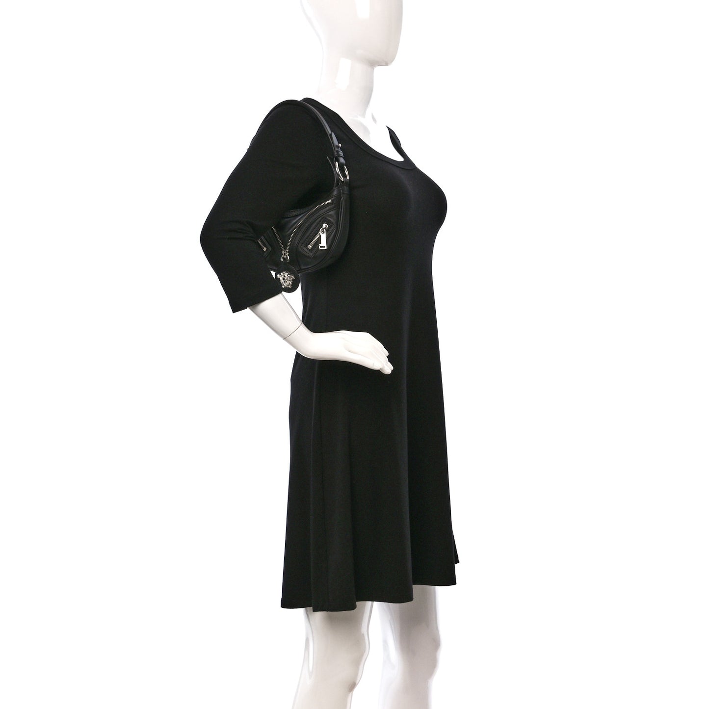 Calfskin Mini Repeat Zip Hobo Black