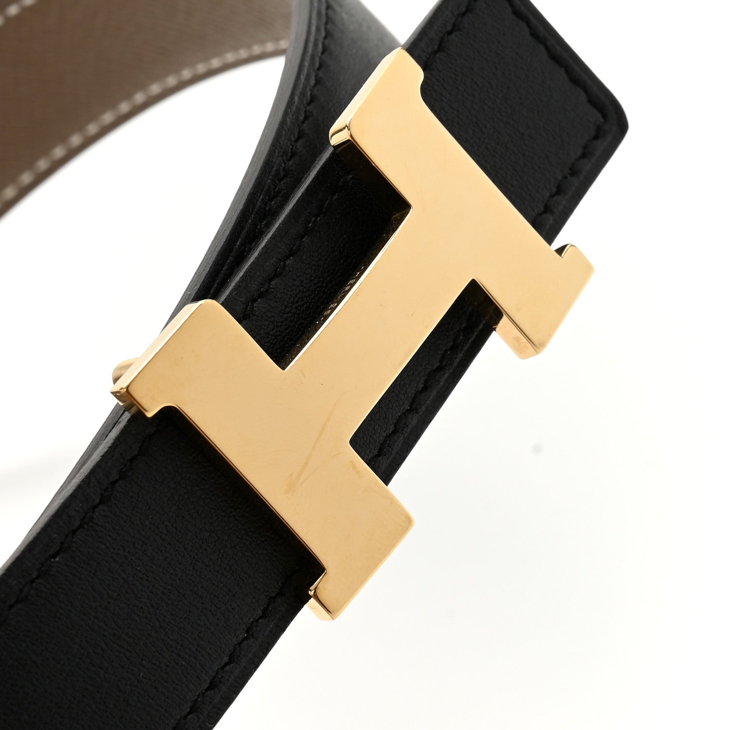 Hermes Swift Epsom 24mm Mini Constance H Belt 80 32 Black Etoupe 6 of 6
