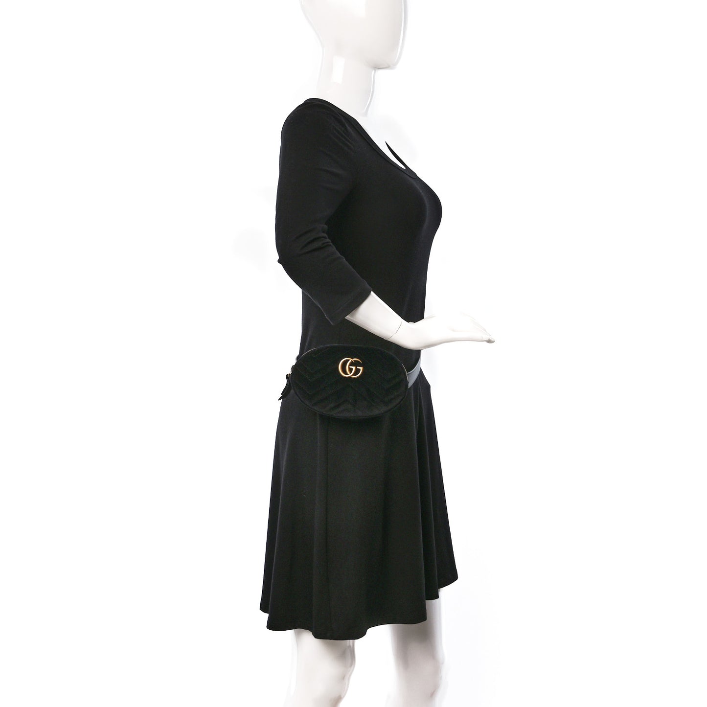 Velvet Matelasse GG Marmont Belt Bag 85/34 Black