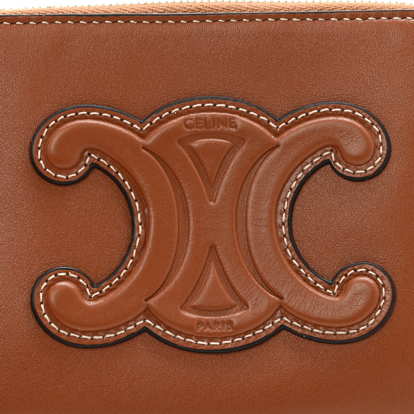 Smooth Calfskin Cuir Triomphe Coin and Card Pouch With Hook Tan