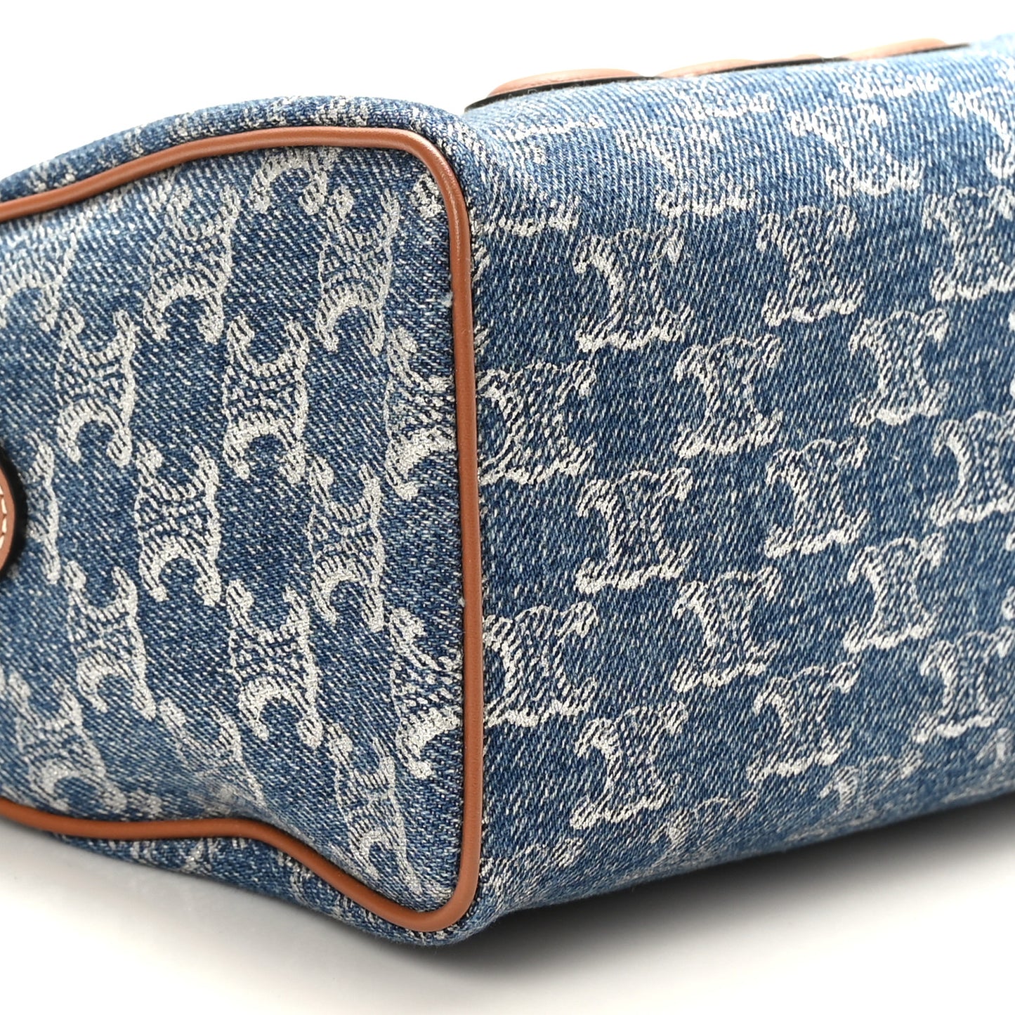 Denim Triomphe All Over Calfskin Small Boston Bag