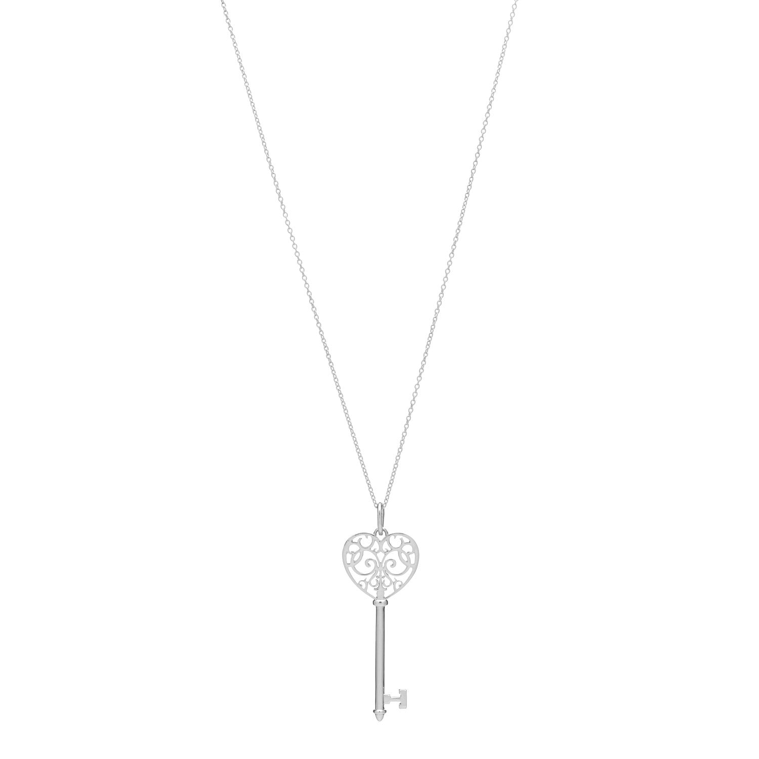 Tiffany Sterling Silver Enchant Heart Key Pendant Necklace 1 of 5
