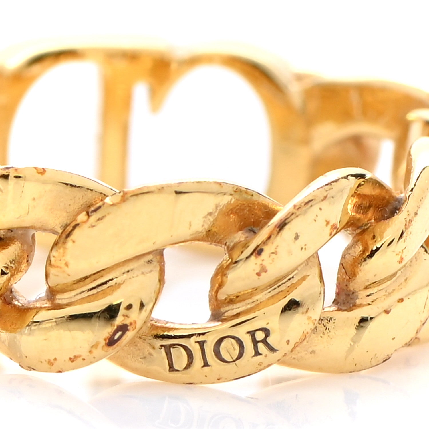 Christian Dior Metal Danseuse Etoile Chain Ring M Gold 4 of 6