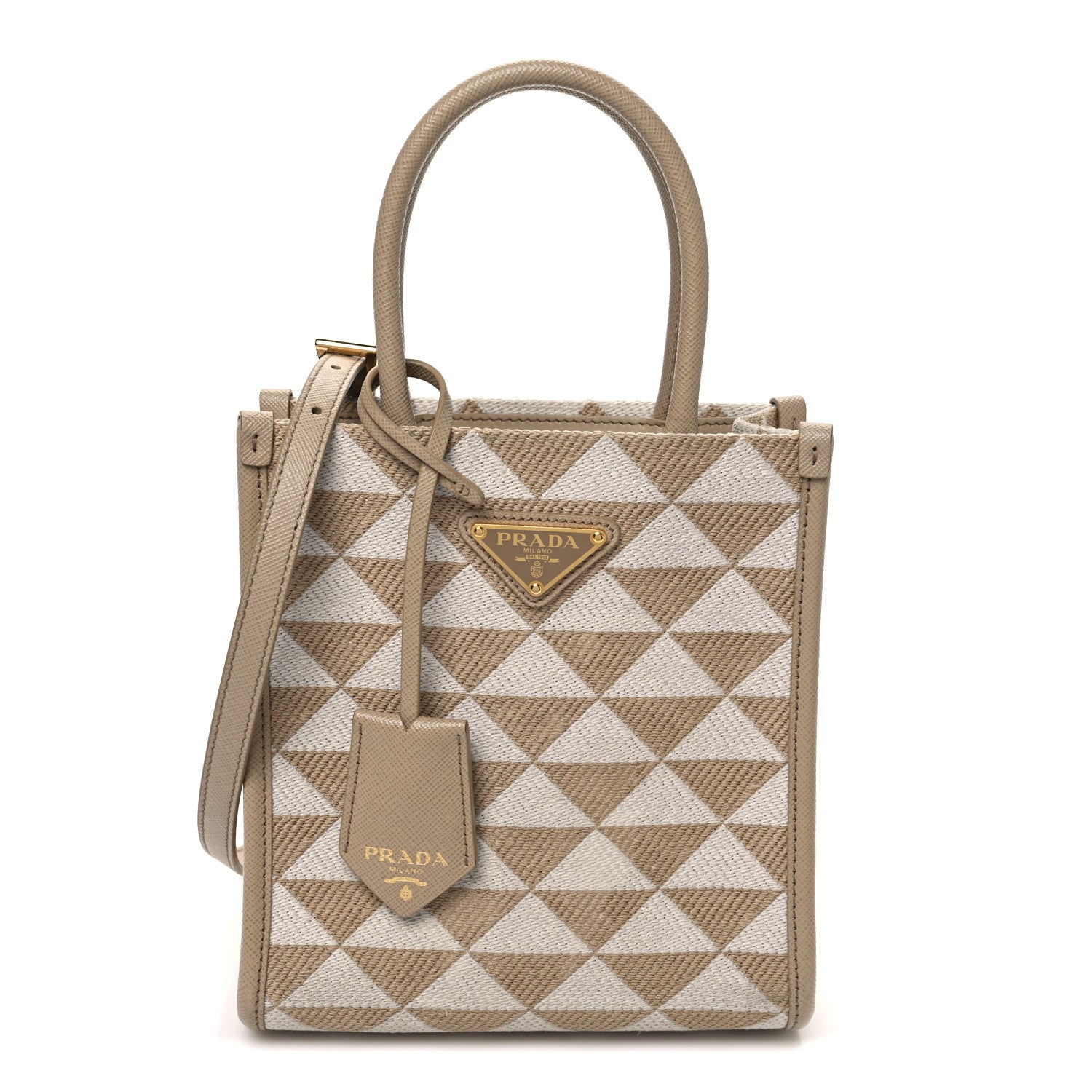 Prada Jacquard Saffiano Triangolo Symbole Embroidered Micro Tote