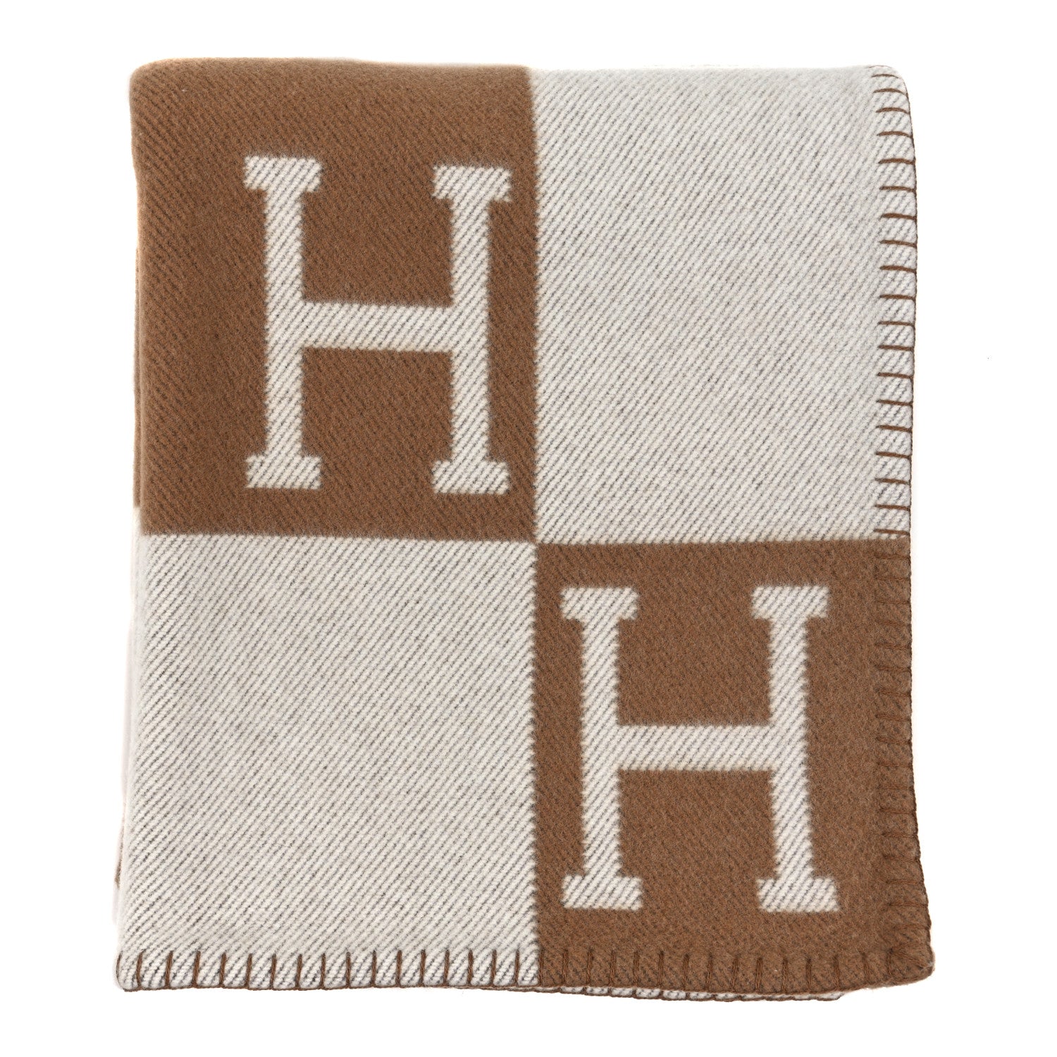Hermes Wool Cashmere Avalon Blanket Ecru Camel 1 of 3