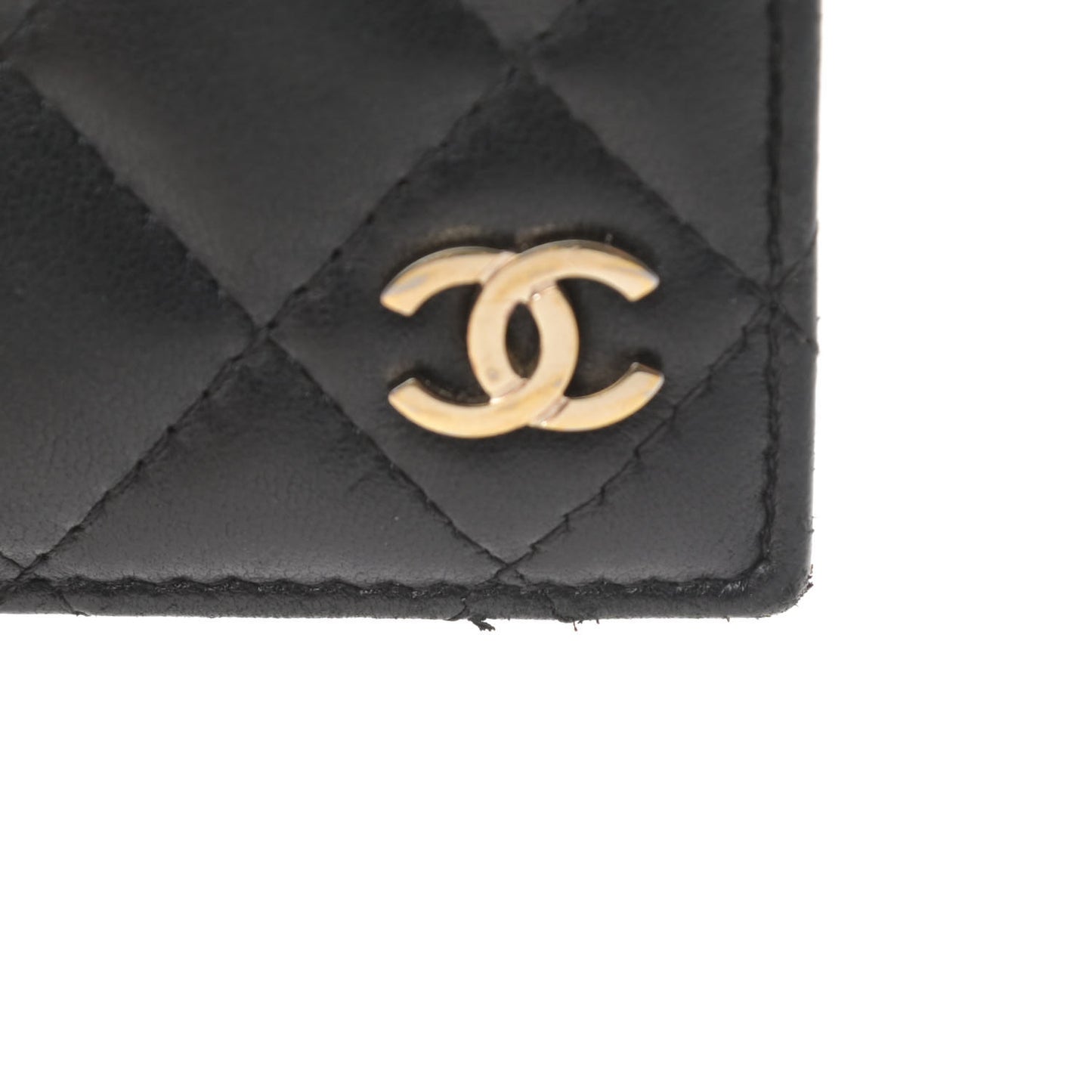 Lambskin Quilted Card Holder Wallet Black