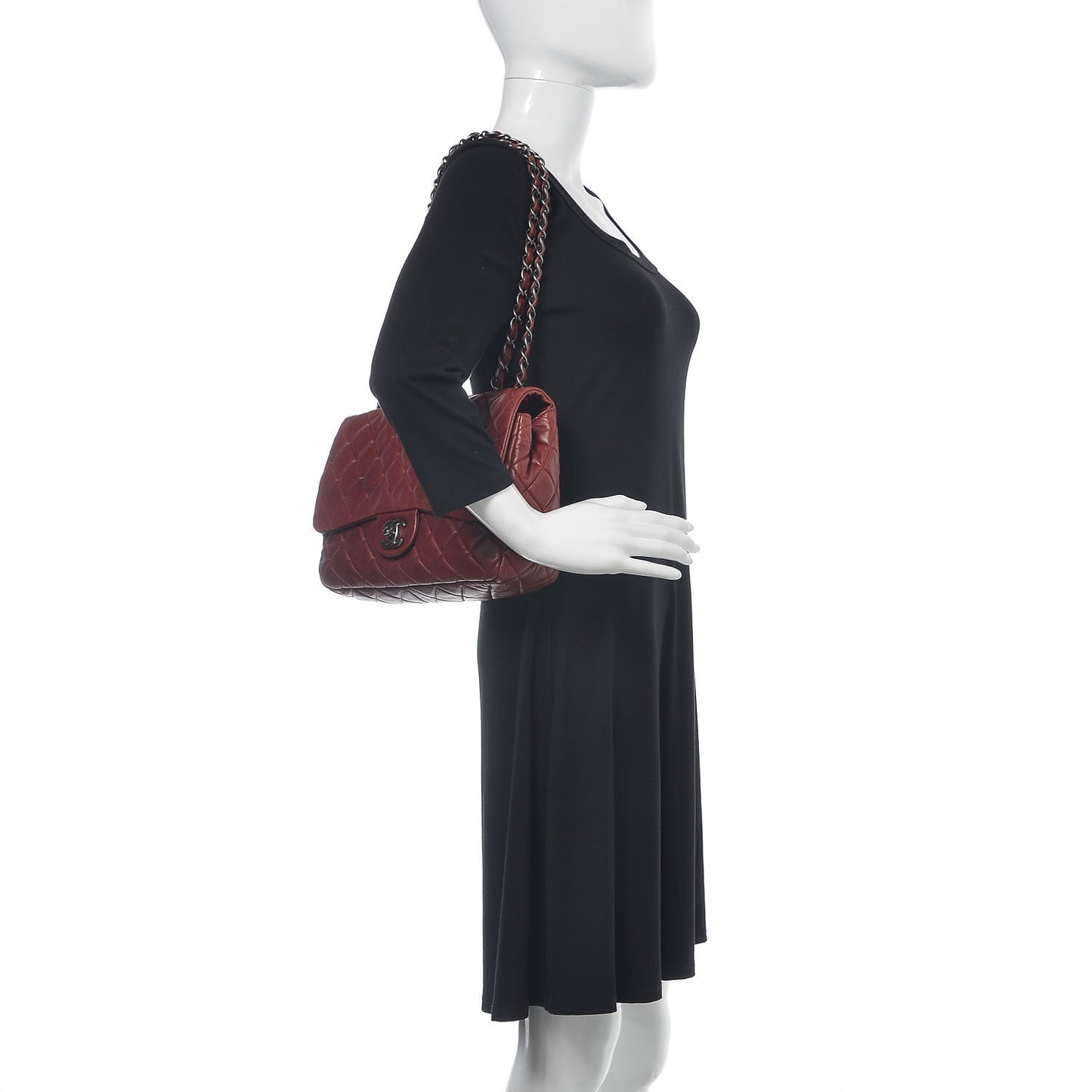 Lambskin Quilted Jumbo Single Flap Dark Red