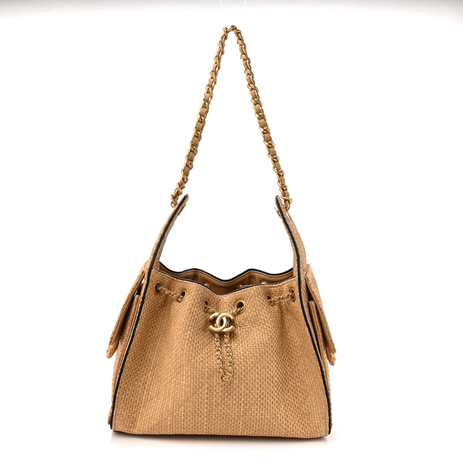 Chanel Braided Raffia Calfskin Quilted Small Chanel 25 Handbag