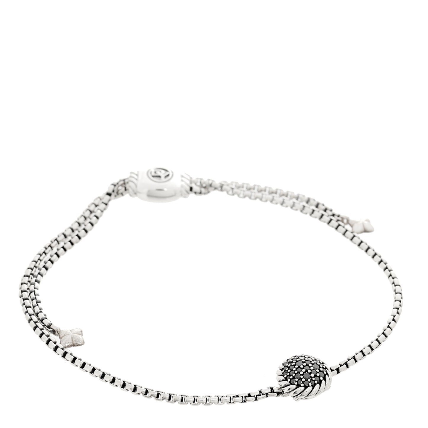 Sterling Silver Black Diamond 9mm Chatelaine Petite Pave Bracelet